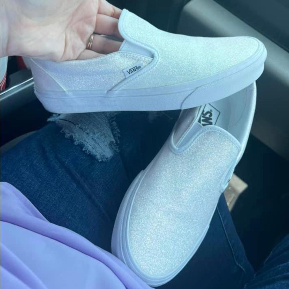 Sparkling white vans worn once